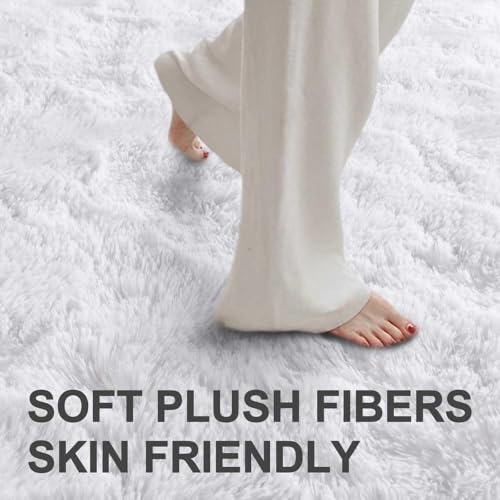 4x6 Ft Shag Rugs for Bedroom Living Room (Ef White / 4' X 6' (Rectangular))