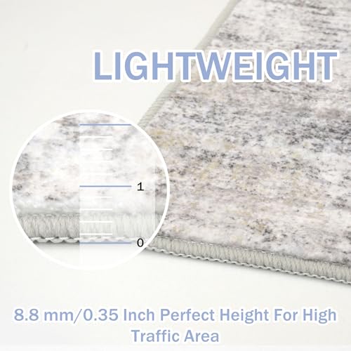 Abstract Runner Rug 3x8 Ft Washable Runners for Hallways (Ash Grey/Beige / 3' x 8' (Rectangular))