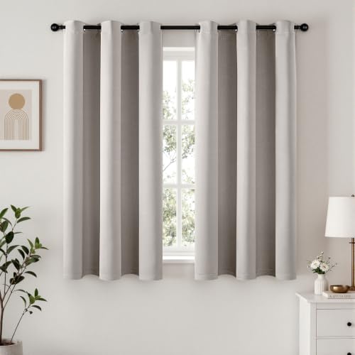Cobblestone Blackout Curtains for Bedroom Living Room W40 x L63 Inch (40"W x 63"L (Pack of 2) / Cobblestone)