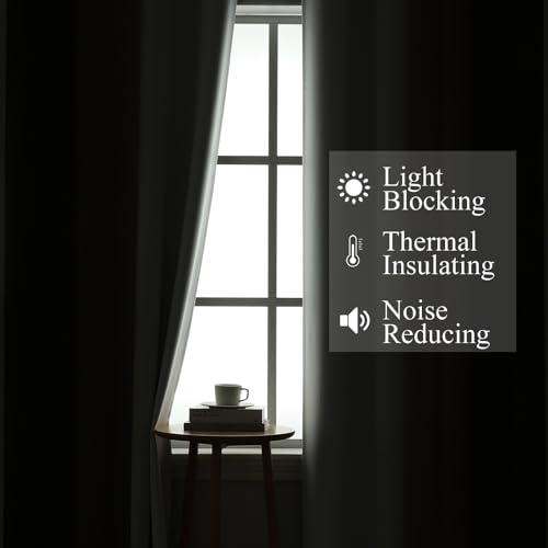 Brown and Greyish White Blackout Curtains 52Wx84L 2 Panels (Brown and Greyish White / 52"W x 84"L (Pack of 2))