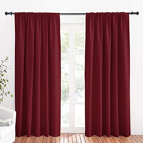 Large Blackout Curtains for Bedroom Living Room 84 inches Long (Burgundy Red / 70"W x 84"L (Pack of 2))