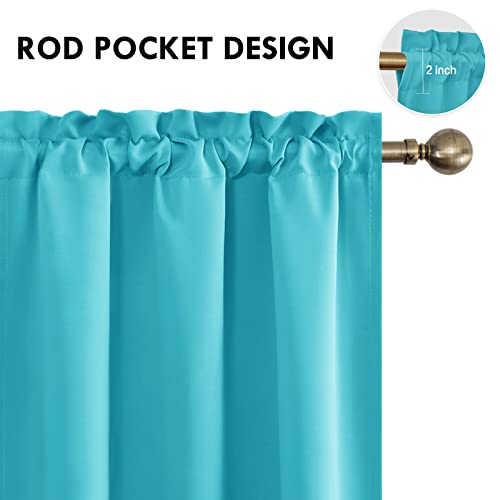 Blackout Curtains for Bedroom Living Room 38 x 54 Inch Long Turquoise (Turquoise / 38"W x 54"L (Pack of 2))