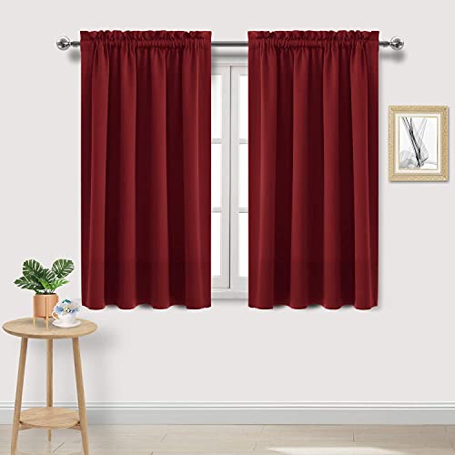 Blackout Curtains for Bedroom Living Room 52 x 45 Inch Long Burgundy (Burgundy / 52"W x 45"L (Pack of 2))