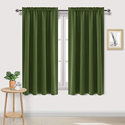 Blackout Curtains for Bedroom 38 x 63 Inch Long Olive Green 2 Panels (Olive Green / 38"W x 63"L (Pack of 2))