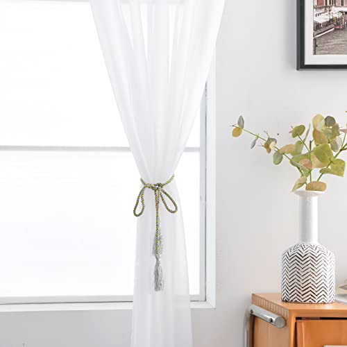 Basic Rod Pocket Sheer Voile Window Curtain Panels White 1 Pair 2 Panels 60 Width 72 Inch Long for Kitchen Bedroom Children Living Room Yard (White / 60"W x 72"L (Pack of 2))
