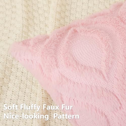 Faux Fur Plush Light Pink Throw Pillow Covers 18x18 Set of 2 (18" x 18" (Pack of 2) / Light Pink)