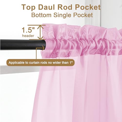 Sheer Pink Curtains 90 inches Long 2 Panels (Pink / 42"W x 90"L (Pack of 2))
