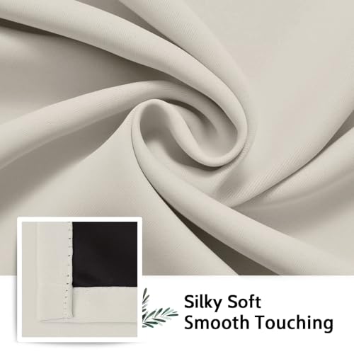 Cream 100% Blackout Curtains Room Darkening Living Room 36 Inch (Cream / 42"W x 36"L (Pack of 2))
