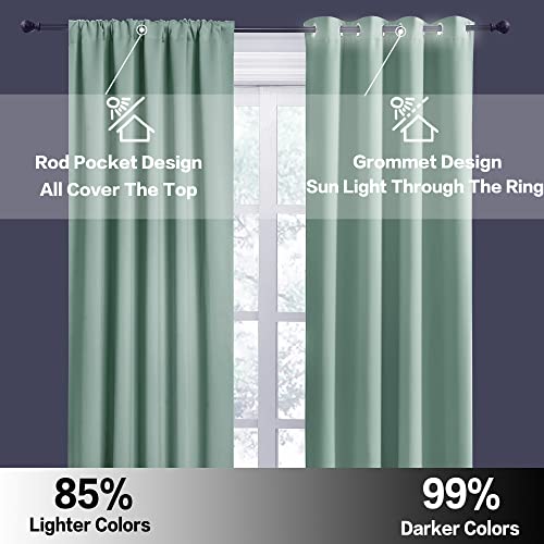 Short Aqua Blackout Curtains for Small Bedroom Kitchen Cafe Window (Aqua / 42"W x 36"L (Pack of 2))