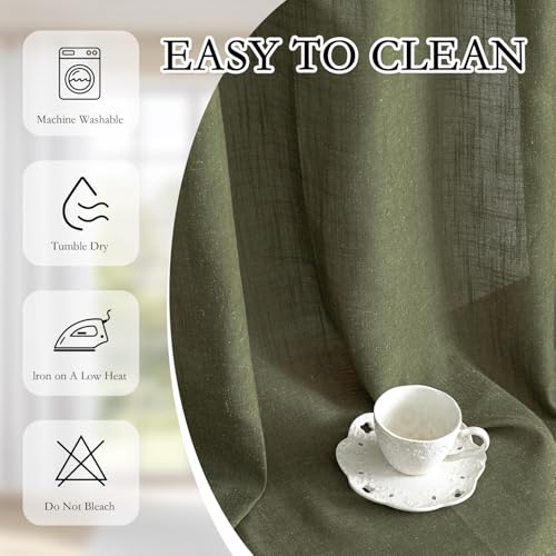 Living Room Curtains 90 Inches Long Farmhouse Light Filtering Privacy Curtain Drapes for Patio Door (50"W x 90"L (Pack of 2) / Olive Green-new)