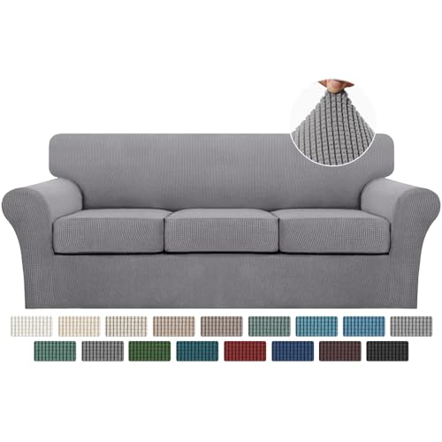 4 Piece Sofa Covers for 3 Cushion Couch Sofa Slipcover Soft Couch Cover for Dogs (Sofa (3 Cushion) / Dove)