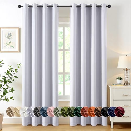 Blackout Curtains for Bedroom 2 Panels 50x84 Inch Long Greyish White (Greyish White / 50"W x 84"L (Pack of 2))