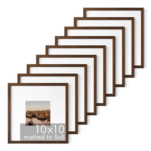 Walnut Oak Wood 10x10 Picture Frames (Set of 09 / Walnut Oak / 10x10 in)