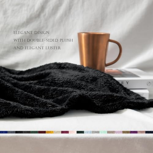 Fuzzy Large Fleece Throw Blanket for Couch (Black / 50x70 IN)