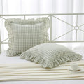 Plaid Ruffle Throw Pillow Shams (24" x 24" (Pack of 2) / Muted Sage Green Gingham)