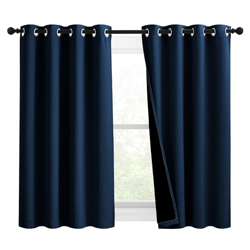 100% Blackout Curtains with Black Liners (Moroccan Blue / 46"W x 54"L (Pack of 2))
