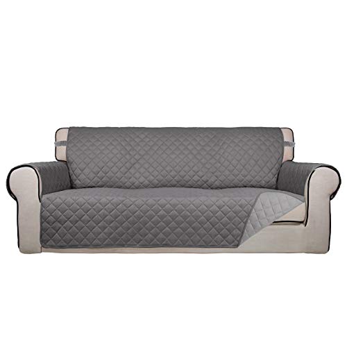 Reversible Quilted Sofa Cover Dog Couch Covers for Sofa (Large / Gray/Light Gray)