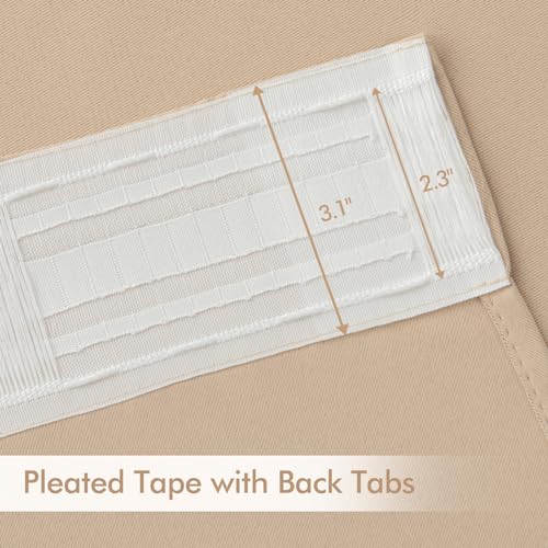 Beige Back Tab Blackout Curtains 52x102 Inch Long 2 Panels Set (Beige / 52"W x 102"L (Pack of 2))