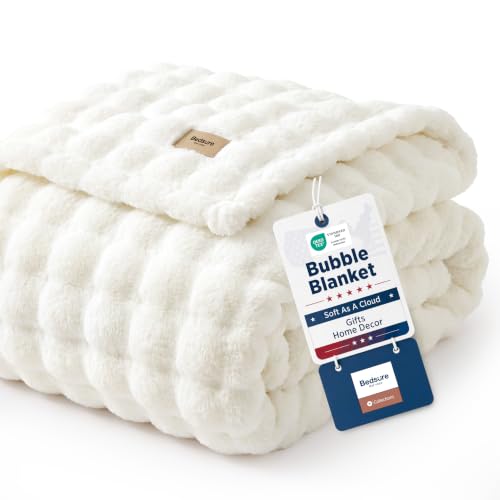 Cloud Bubble Fleece Queen Blanket for Bed (01 Off White / Queen (90" X 90"))