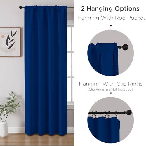 Royal Blue Blackout Curtains 45 inch Length 2 Panels Set (Royal Blue / 52"W x 45"L (Pack of 2))