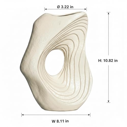 White Ceramic Donut Vase (White / 11 inch)