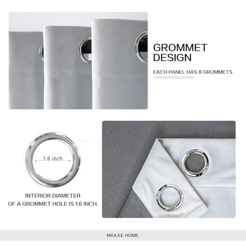 Velvet Curtains Greyish White 52 x 108 Inch Length Set of 2 (Greyish White / 52"W x 108"L (Pack of 2))