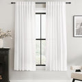 White Linen Curtains 63 inch Length 2 Panel Set for Living Room Back Tab Rod Pocket Semi Sheer Light Filtering Bedroom Window Curtain 63 inch Long Cotton Textured Modern Elegant Coastal Drapes (White / 52"W x 63"L (Pack of 2))