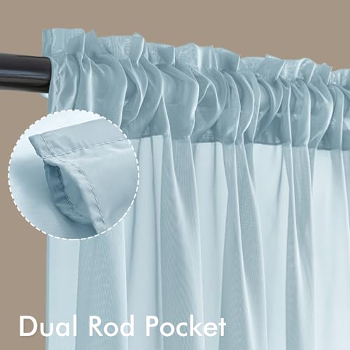 Sky Blue Sheer Curtains 90 Inches Long 4 Panels 42 x 90 Inches (42"W x 90"L (Pack of 4) / Sky Blue)