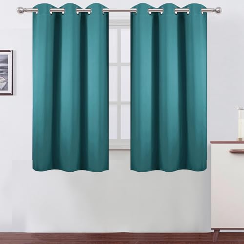 Sea Teal Blackout Curtains 42 x 54 Inch Length Set of 2 Panels Grommet Bedroom Curtains for Living Room (Sea Teal / 42"W x 54"L (Pack of 2))