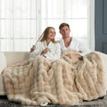 Faux Fur Throw Blanket for Couch (Beige / Twin(60" x 80"))