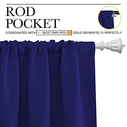 Navy Blue Curtains Blackout Draperies (Royal Blue / 42"W x 45"L (Pack of 2))