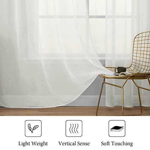 Ivory Window Sheer Curtains 2 Panels Width 38 x Length 45 Inches (Ivory / 38"W x 45"L (Pack of 2))