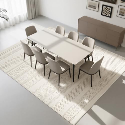 8x10 Moroccan Washable Area Rugs for Living Room (8' x 10' (Rectangular) / Light Camel-brown-black)
