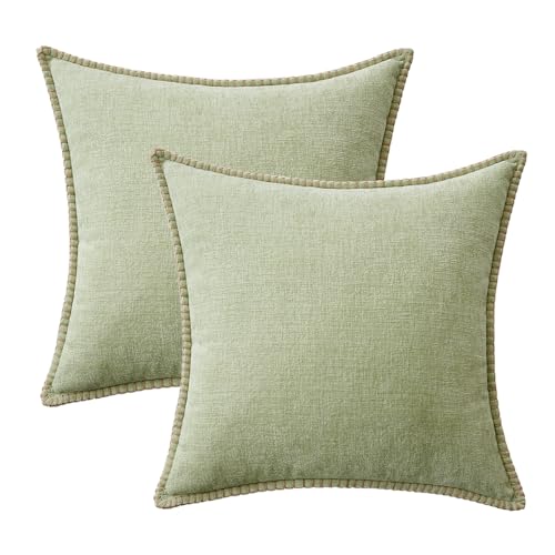 Decorative Couch Throw Pillow Covers 16x16 Inch Light Green 2 Pack (Light Green / 16" x 16" (Pack of 2))