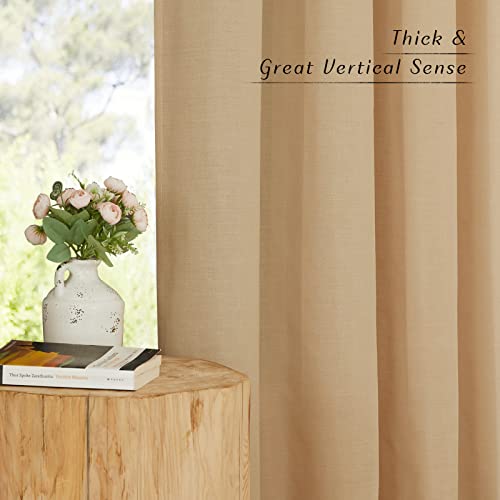 Rustic Linen 132 inch Long Curtains for Living Room (Burlap / 55"W x 132"L (Pack of 2))