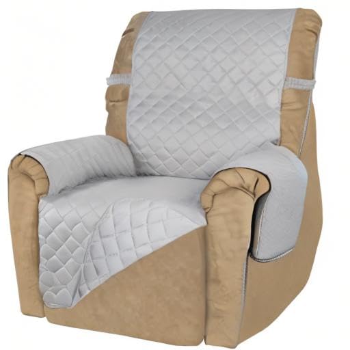 Reversible Recliner Chair Covers Couch Covers for Dogs (Small Recliner / Light Gray/Light Gray)