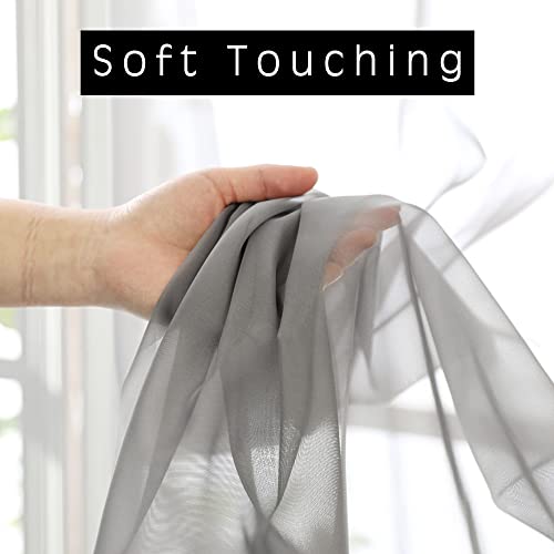 2 Panels Sheer Curtains 63 Inches Long Rod Pocket Light Weight Soft Voile Drapes Curtains for Basement Bathroom Bedroom Living Room (Charcoal Grey / 42"W x 63"L (Pack of 2))