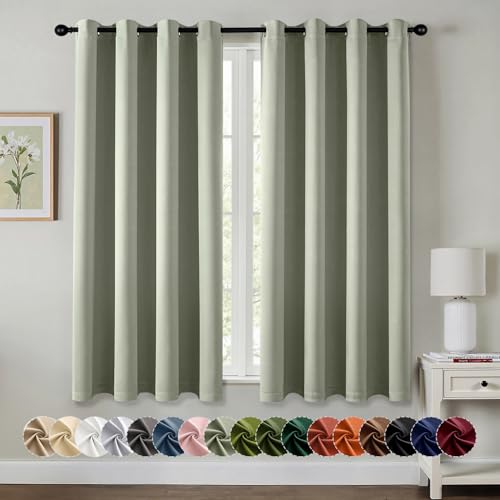 Blackout Curtains for Bedroom 2 Panels 50 x 63 Inch Long Sage Green (Sage Green / 50"W x 63"L (Pack of 2))