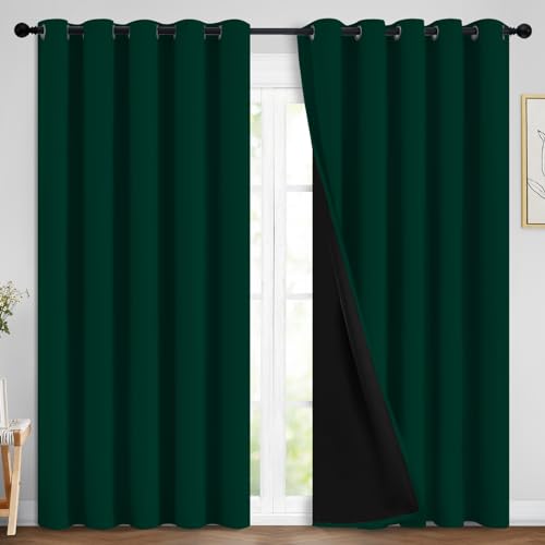 Dark Green 100% Blackout Curtains 84 Inches Long 70" Wide 2 Panels (70"W x 84"L (Pack of 2) / Dark Green)