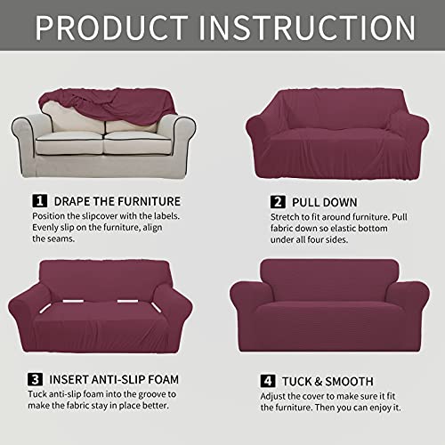 Stretch Oversized Loveseat Couch Covers Washable ASH Rose (Medium-XL Loveseat / Ash Rose)
