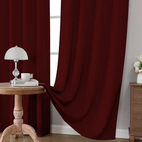 Burgundy Red Blackout Curtains 63 inch Length 2 Panels Set (Burgundy Red / 52"W x 63"L (Pack of 2))