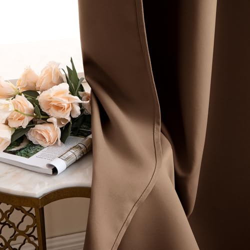 Cappuccino Brown Back Tab Blackout Curtains 52"x90" Long 2 Panel Set (Cappuccino Brown / 52"W x 90"L (Pack of 2))