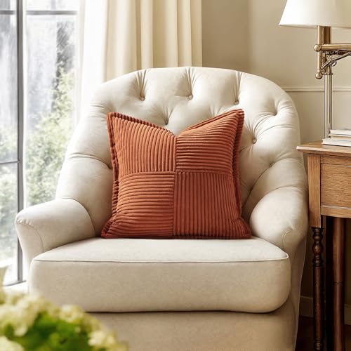 Fall Rust Decorative Eruo Sham Throw Pillow Covers 24x24 Inch (Rust / 24" x 24" (Pack of 2))