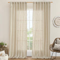 Semi Sheer Linen Curtains 92 Inch Length 2 Panels (Linen / 52"W x 92"L (Pack of 2))