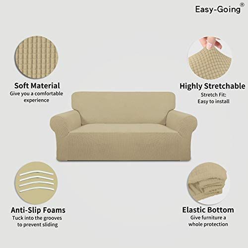 Stretch Oversized Loveseat Couch Covers Washable Beige (Medium-XL Loveseat / Beige)