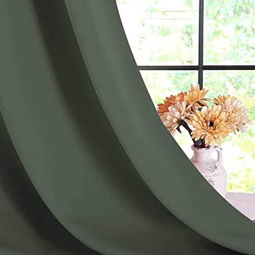 Dark Mallard Blackout Curtain Panels for Bedroom (Dark Mallard / 34"W x 40"L (Pack of 2))