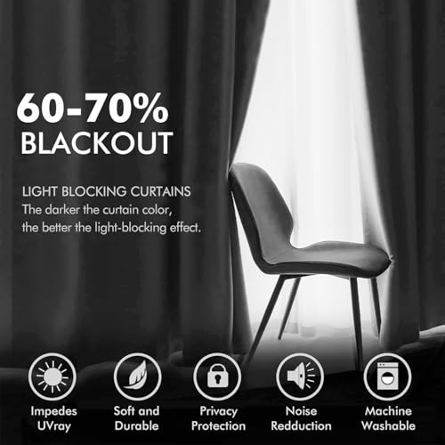 Velvet Curtains Greyish White 52 x 84 Inch Length Set of 2 (Greyish White / 52"W x 84"L (Pack of 2))
