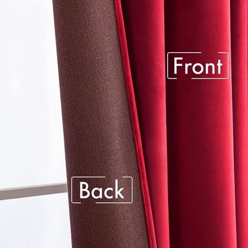 Velvet Curtains 52x90 inches 2 Panels Red Blackout Curtains (Red / 52"W x 90"L (Pack of 2))