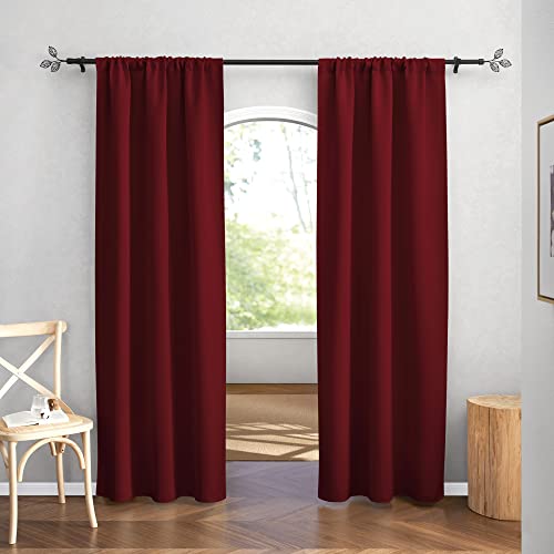 Blackout Curtains for Bedroom Living Dining Room 84 inches Long (Burgundy Red / 42"W x 84"L (Pack of 2))