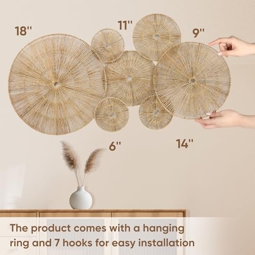 Set of 7 Boho Wall Decor (Classic jute color)